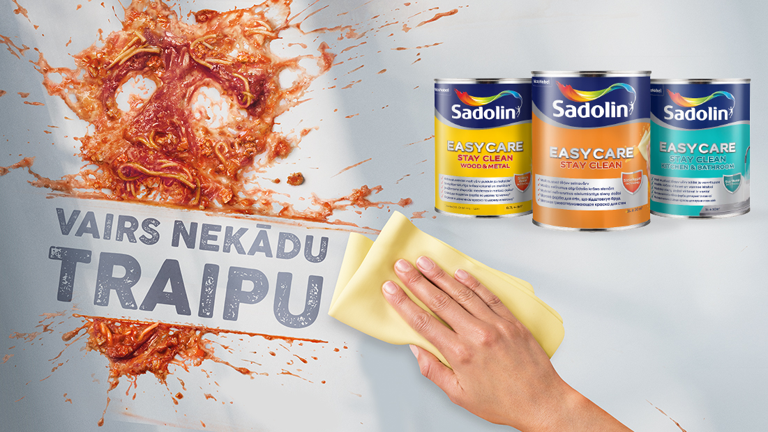Vairs nekādu traipu ar Sadolin EasyCare krāsām!